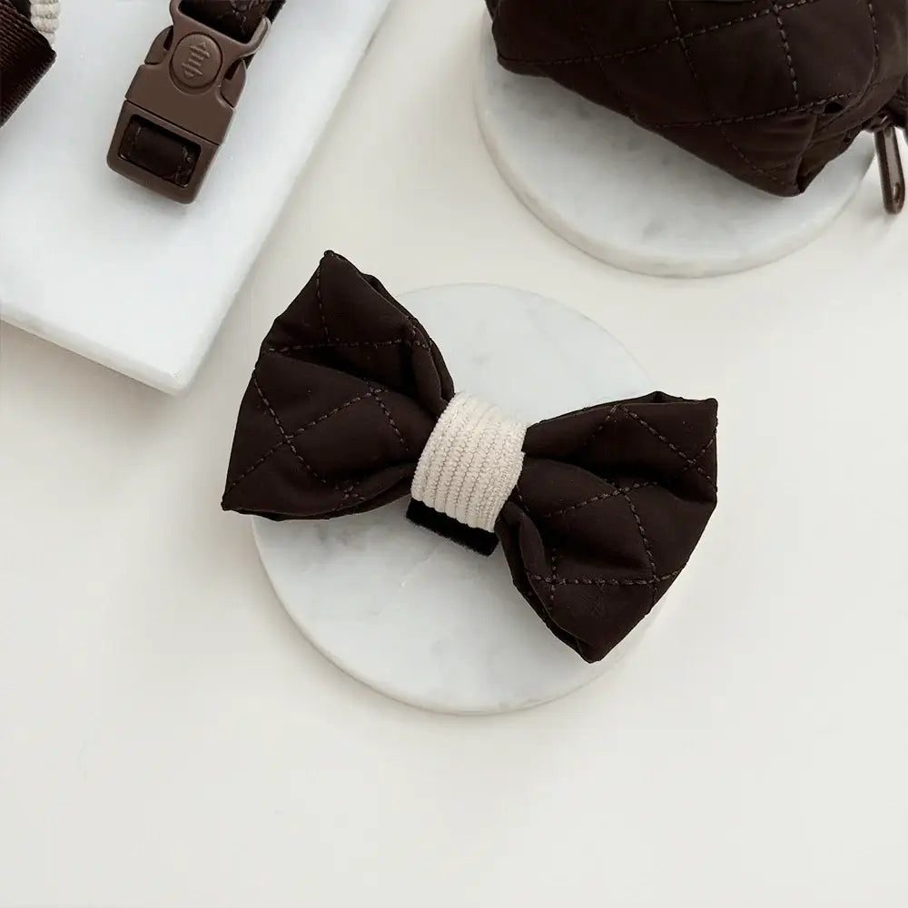 Cocopup Burford quilted dog bow tie in chocolate brown