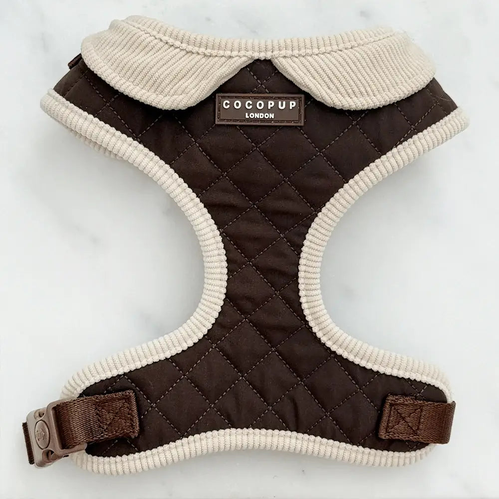 Cocopup Burford quilted dog harness in chocolate brown and cream