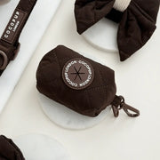 Cocopup Burford quilted dog poo bag holder in chocolate brown