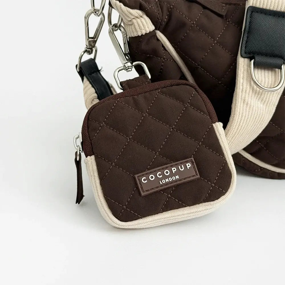 Cocopup Burford quilted dog treat pouch in chocolate brown