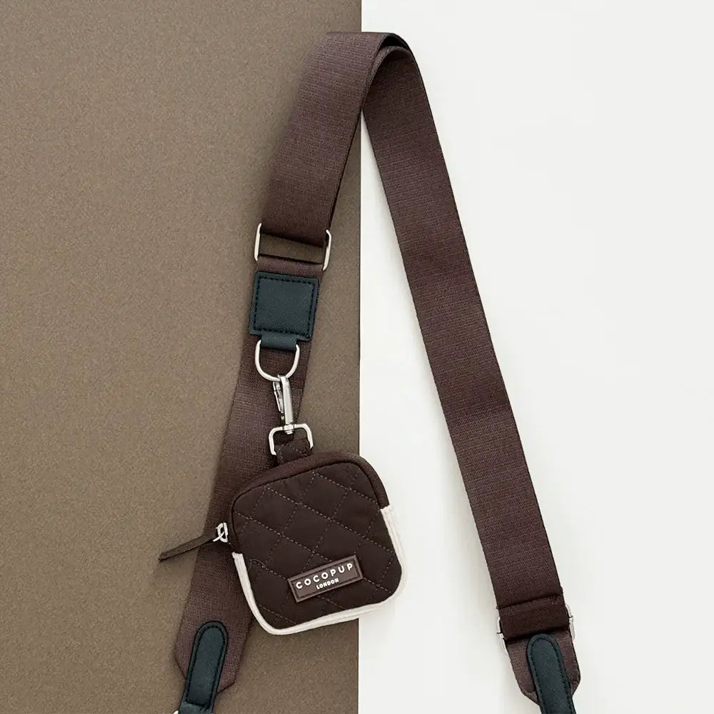 Chocolate brown quilted dog treat pouch by Cocopup London