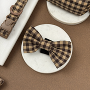 Cocopup London Cotswold Check brown and beige dog bow tie.