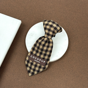 Cocopup London Cotswold Check dog tie in brown and beige
