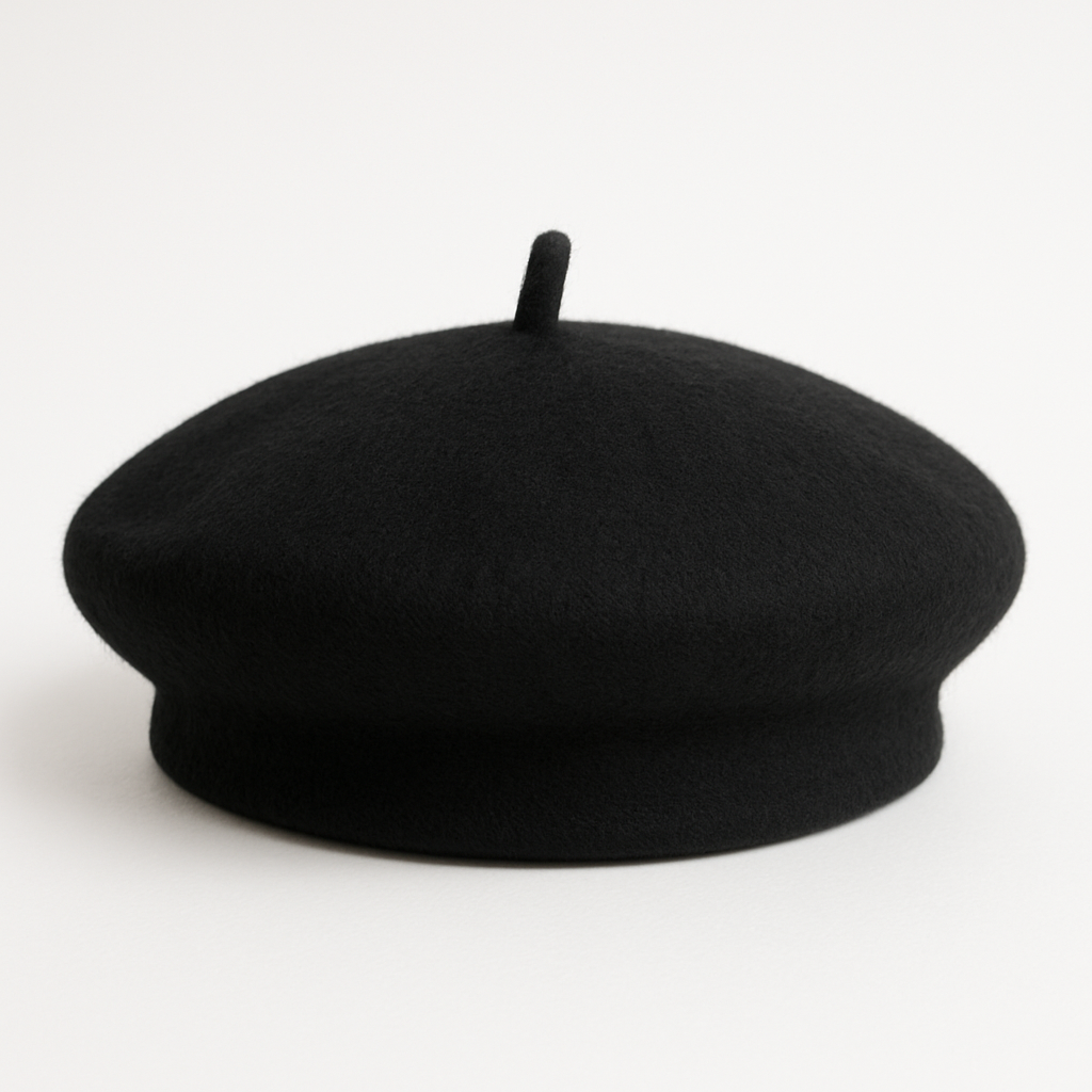 Cocopup London black beret dog hat and designer dog fashion accessory.