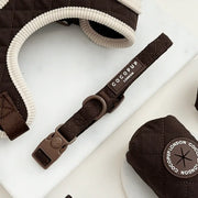 Cocopup London Burford quilted dog collar in chocolate brown