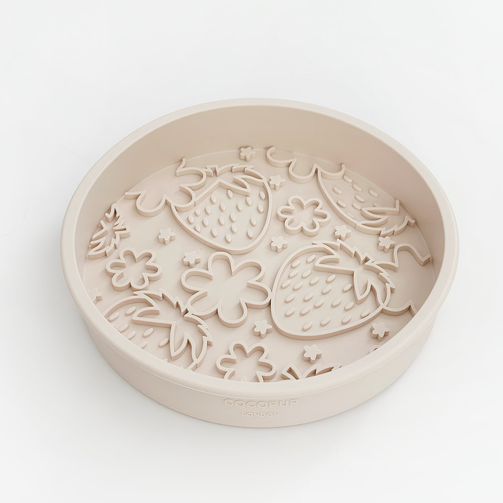 Cocopup London Pupberry Fields silicone slow feeder dog bowl and lick mat.
