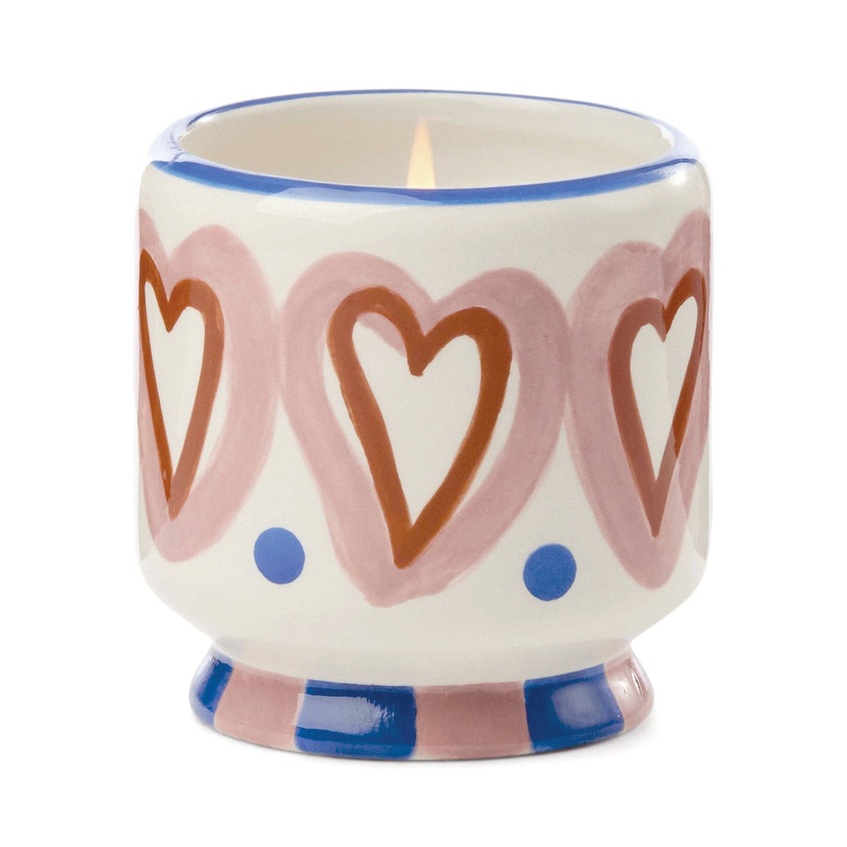 Hand-painted colourful heart ceramic scented candle by Paddywax.