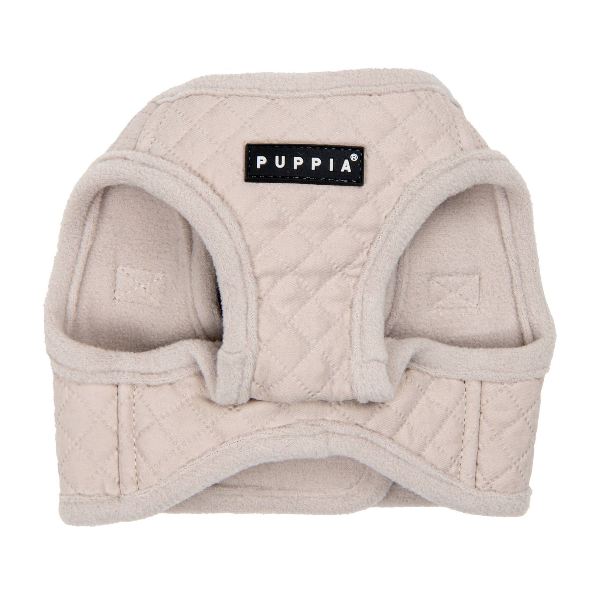 Luxury cream dog harness with quilted diamond stitching and soft lining