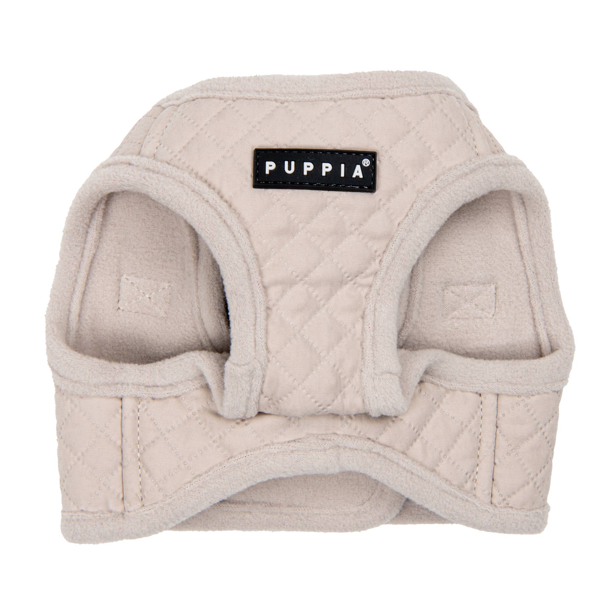 Luxury cream dog harness with quilted diamond stitching and soft lining