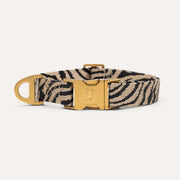 DOGGUO Zebra Dog Collar in beige and black
