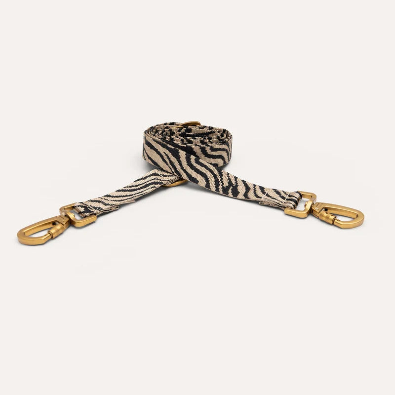 DOGGUO Zebra Dog Lead in beige and black