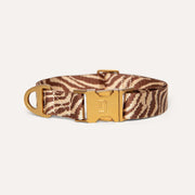 DOGGUO Zebra Dog Collar in brown and beige