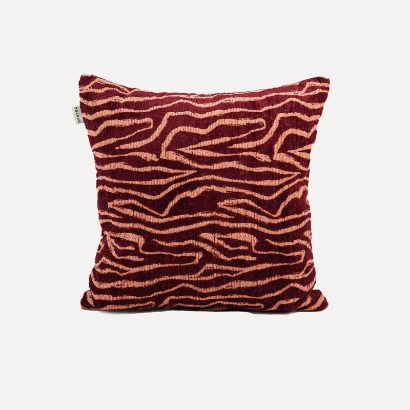 DOGGUO Ethnic peach and bordeaux square jacquard interior cushion