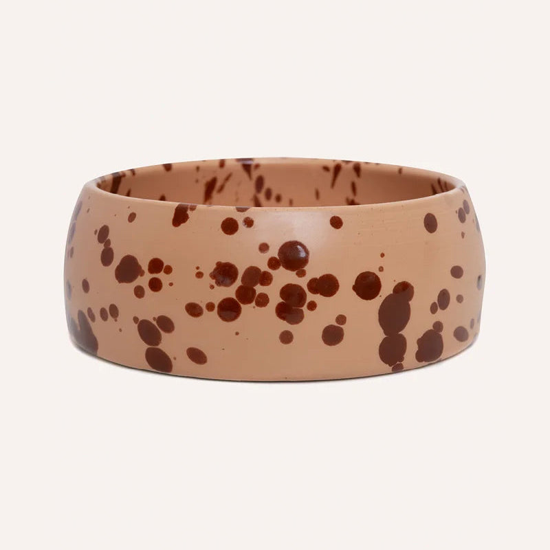 DOGGUO Splash mocha and brown ceramic dog bowl with hand-painted pattern