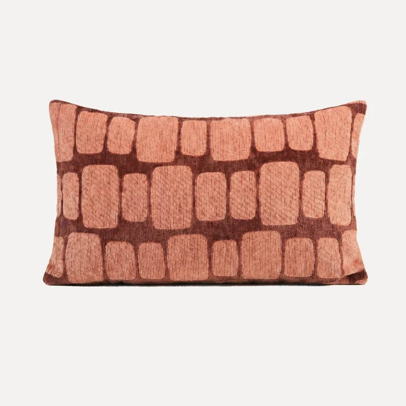 DOGGUO Staple Stones brown and peach rectangular jacquard interior cushion