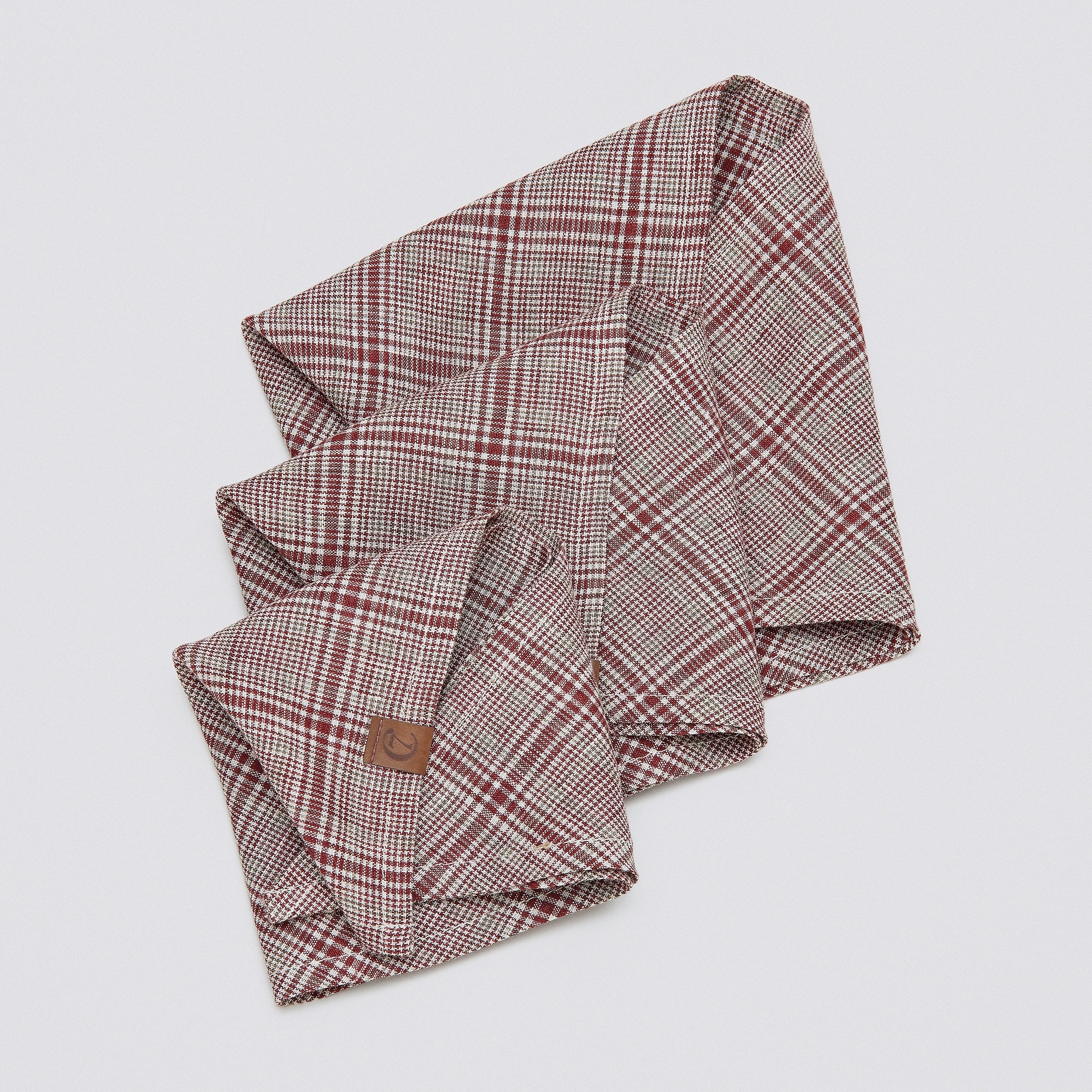 Cloud7 dog bandana in red and light green check suitable for everyday wear and special occasions.