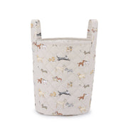 Contemporary quilted storage basket for modern dog-loving homes.