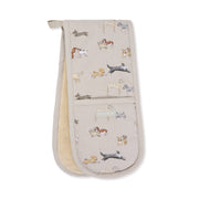 Stylish dog-themed double oven glove for modern country kitchens.