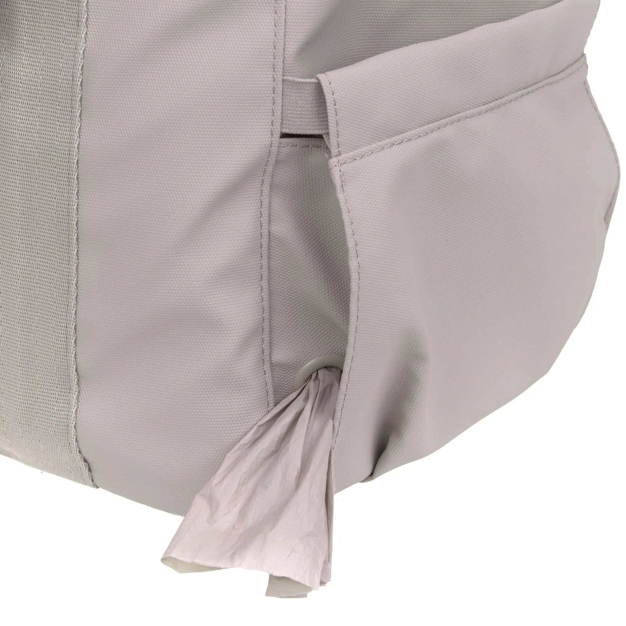 Dog travel carrier with flexible mesh cover providing ventilation and visibility during journeys.