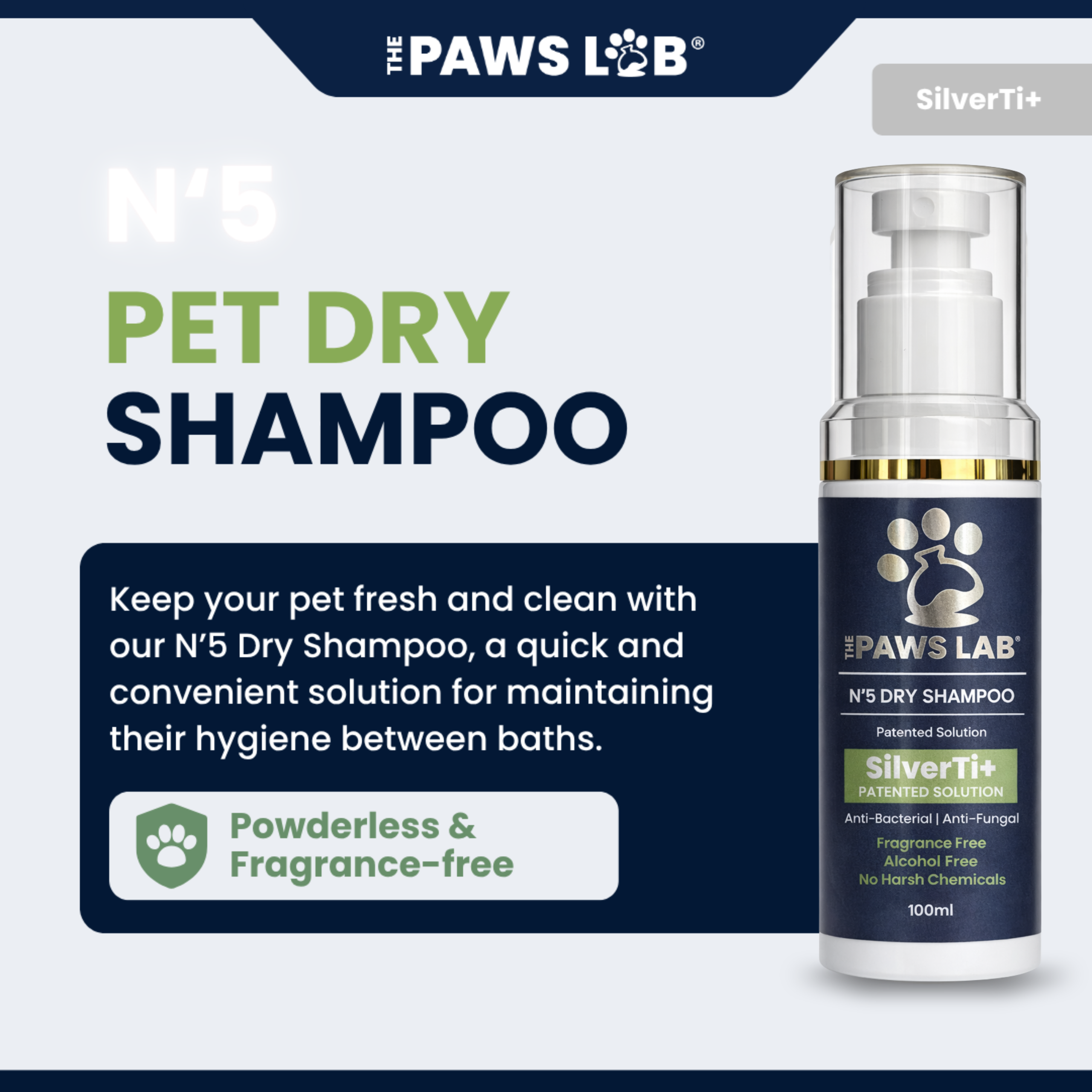 The Paws Lab fragrance-free dog coat freshening spray for everyday grooming.