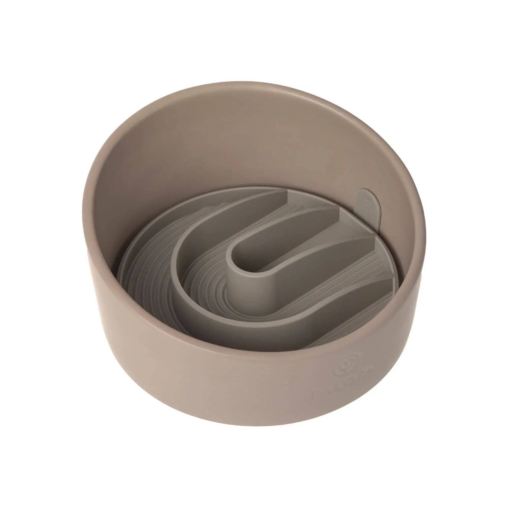 Beige and gray silicone lid on a white background