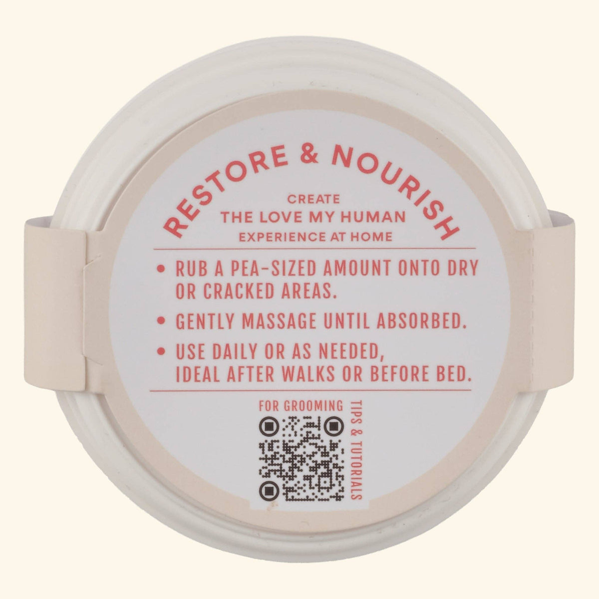 Nourishing dog paw balm for dry and rough paw pads.