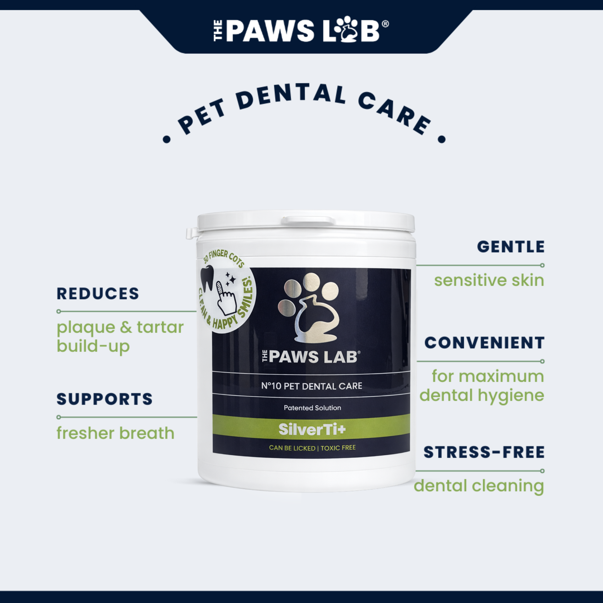 Finger-cot dental wipes designed for gently cleaning a dog's teeth and gums.