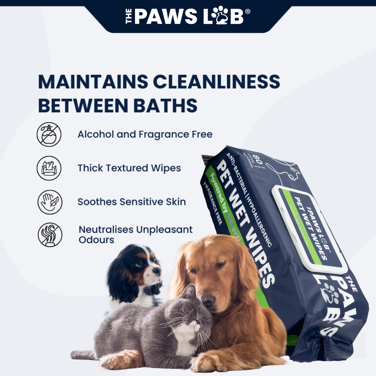 Extra-thick dog grooming wipes for quick everyday cleaning after walks.