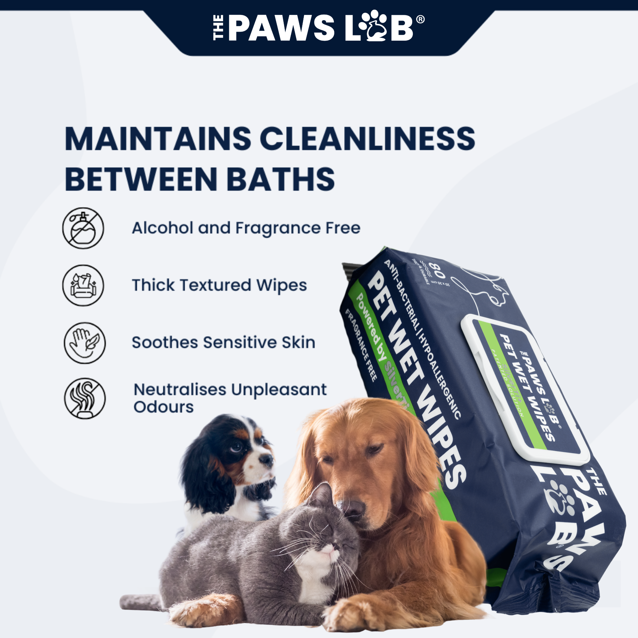 Extra-thick dog grooming wipes for quick everyday cleaning after walks.