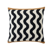Donna Wilson Wavelength large square knitted wool cushion with contemporary abstract design.