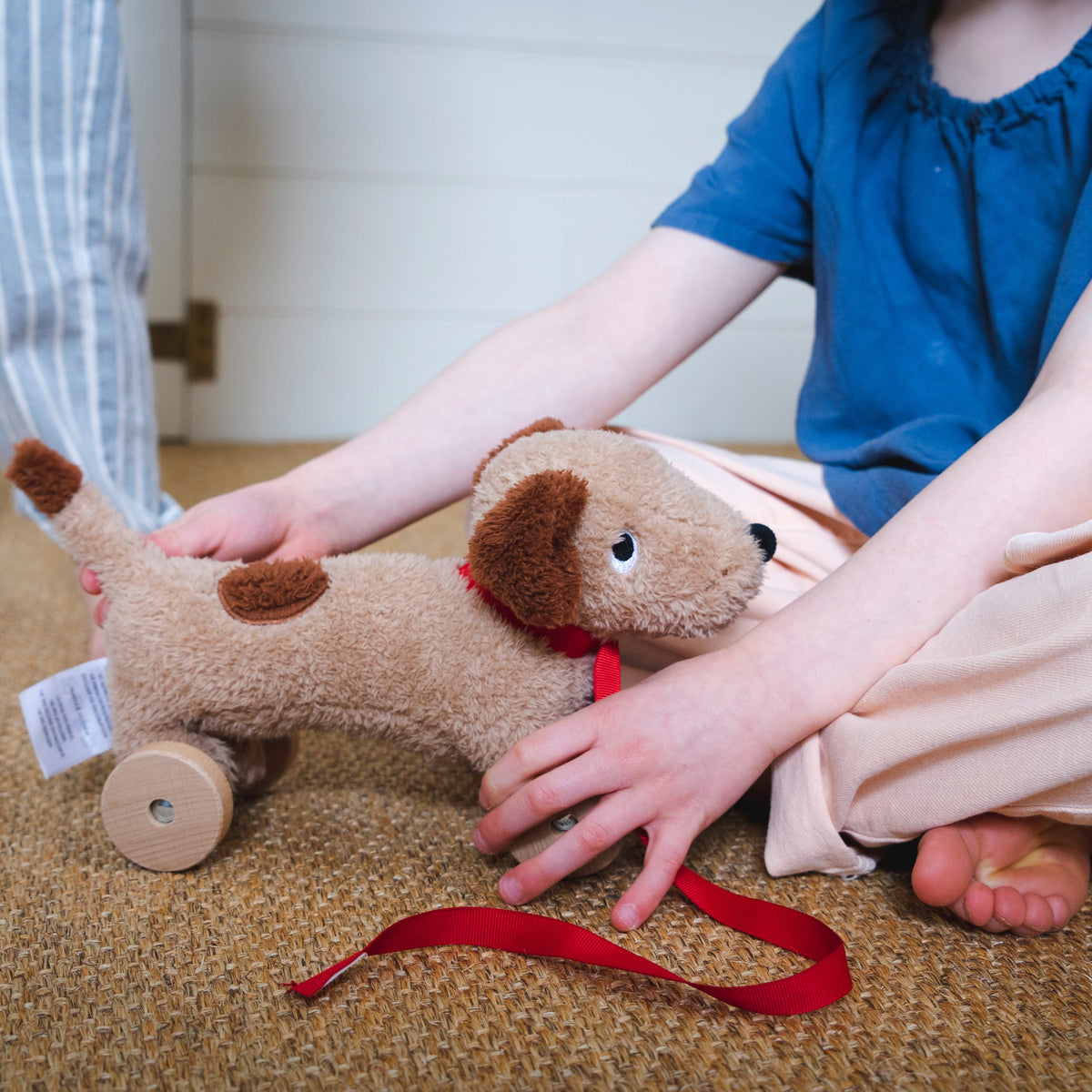 Dudley soft puppy pull along toy by ThreadBear Design