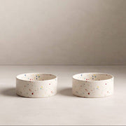 Egg Back Home New Party Pet Bowl 14cm Set of 2 White handmade stoneware dog bowls