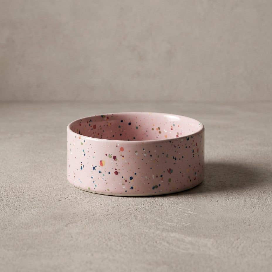Egg Back Home New Party Pet Bowl Set of 2 Pink handmade stoneware dog bowls