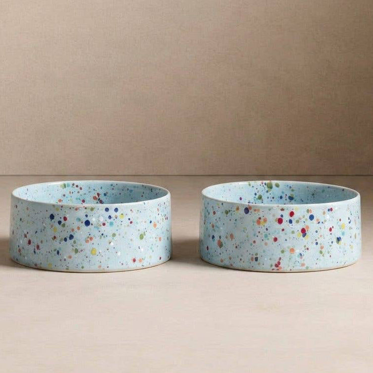 Egg Back Home New Party Pet Bowl Set of 2 Soft Blue handmade stoneware dog bowls