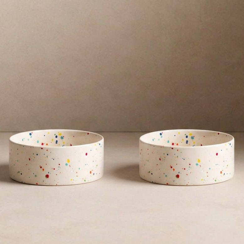 Egg Back Home New Party Pet Bowl Set of 2 White handmade stoneware dog bowls