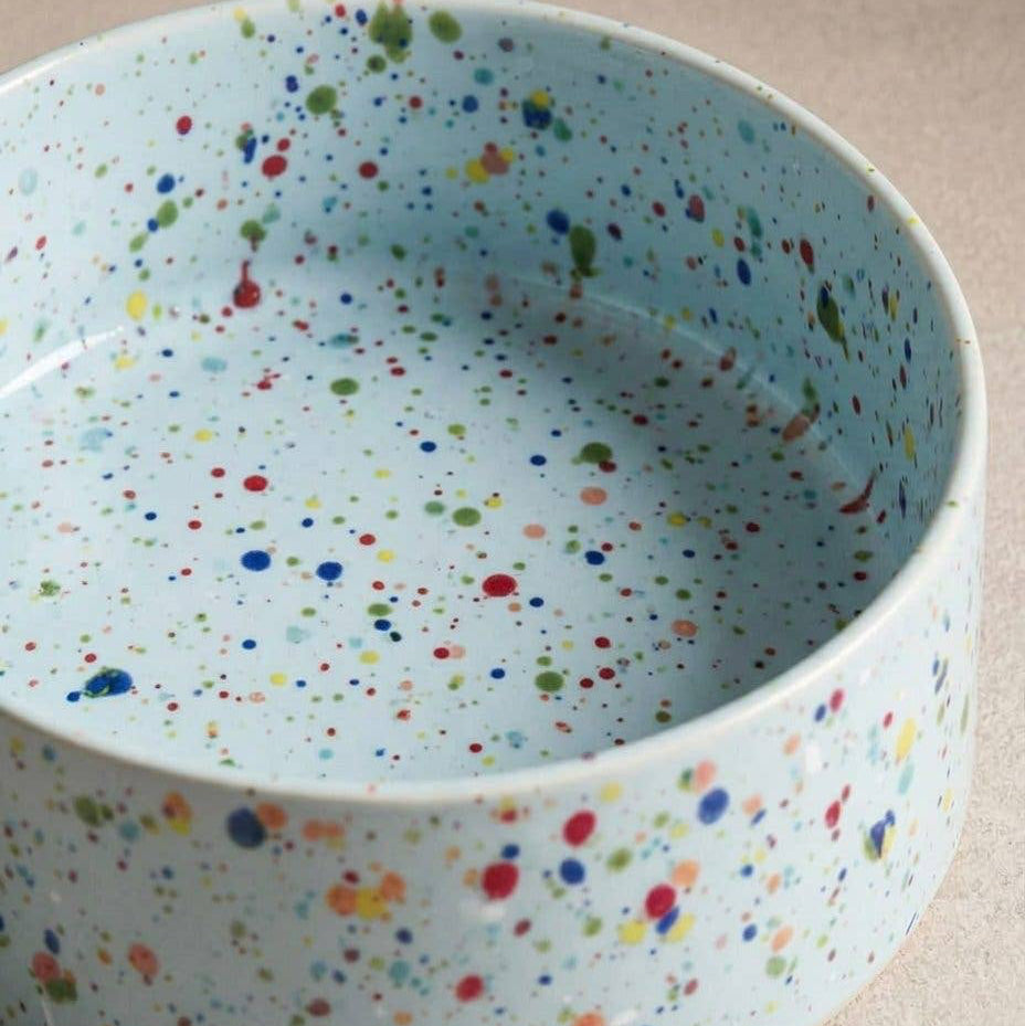 Front view of the Egg Back Home New Party Pet Bowl Set of 2 Soft Blue