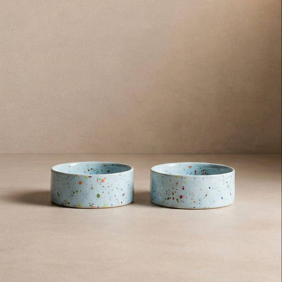 Egg Back Home New Party Stoneware Pet Bowl 14cm Set of 2 Soft Blue handmade dog bowls