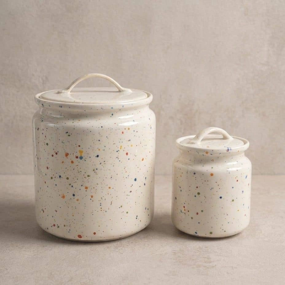 Party White kitchen storage jar with matching fitted lid
