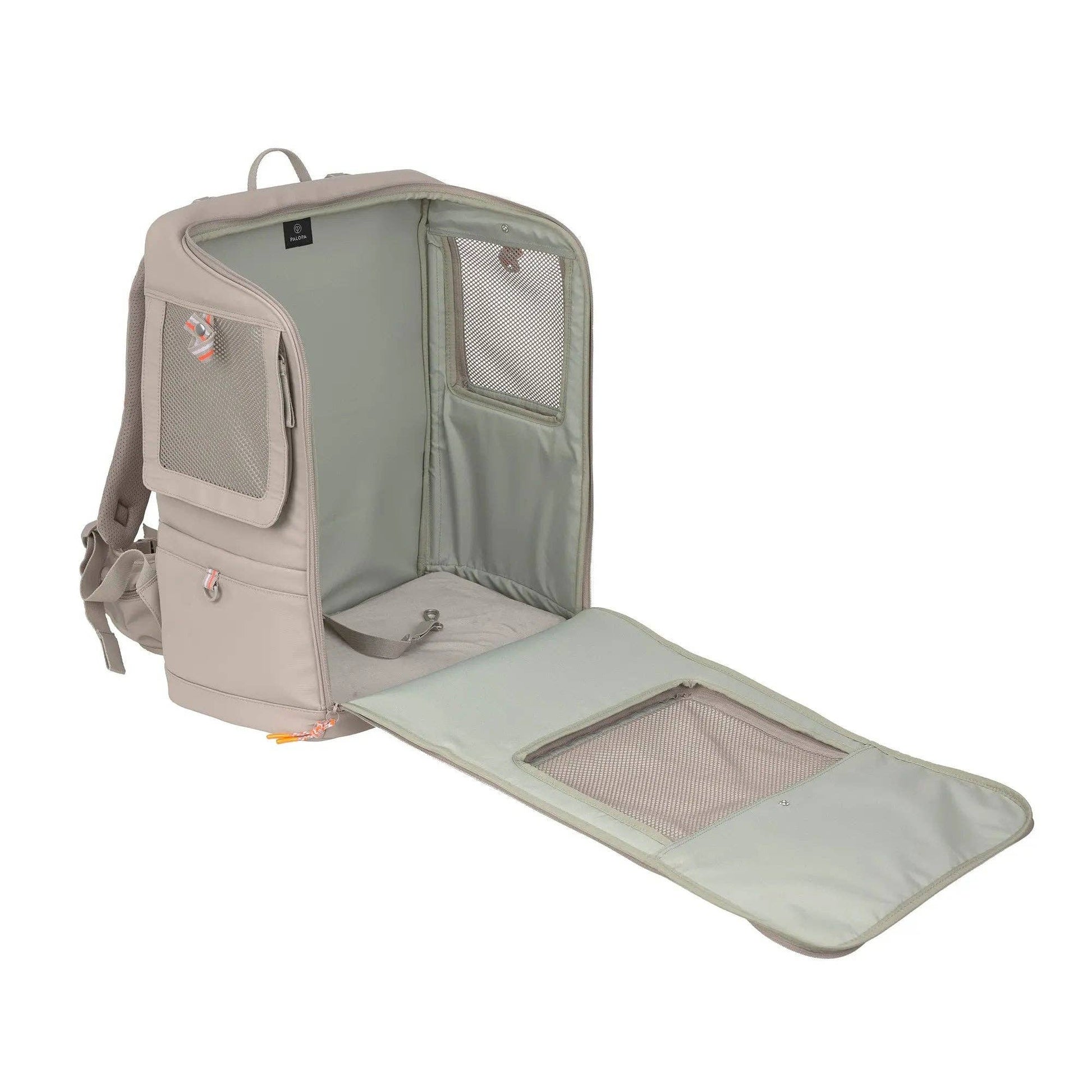 Luxury hands-free dog carrier backpack with adjustable shoulder straps, chest strap and supportive hip belt.