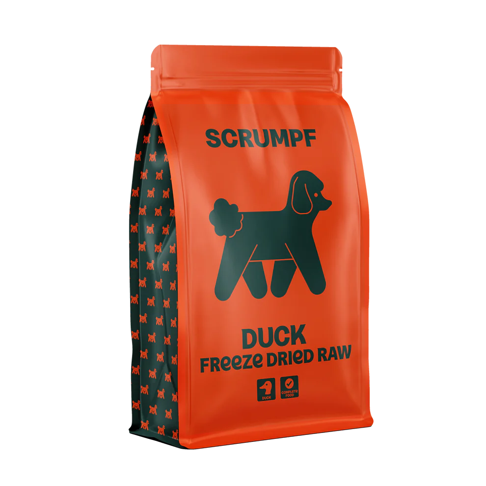 Scrumpf duck recipe dog food with fruits vegetables and prebiotics