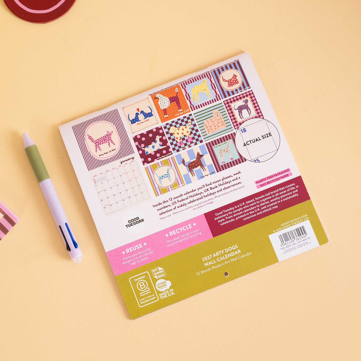 Design-led illustrated 2027 dog calendar by Good Tuesday.