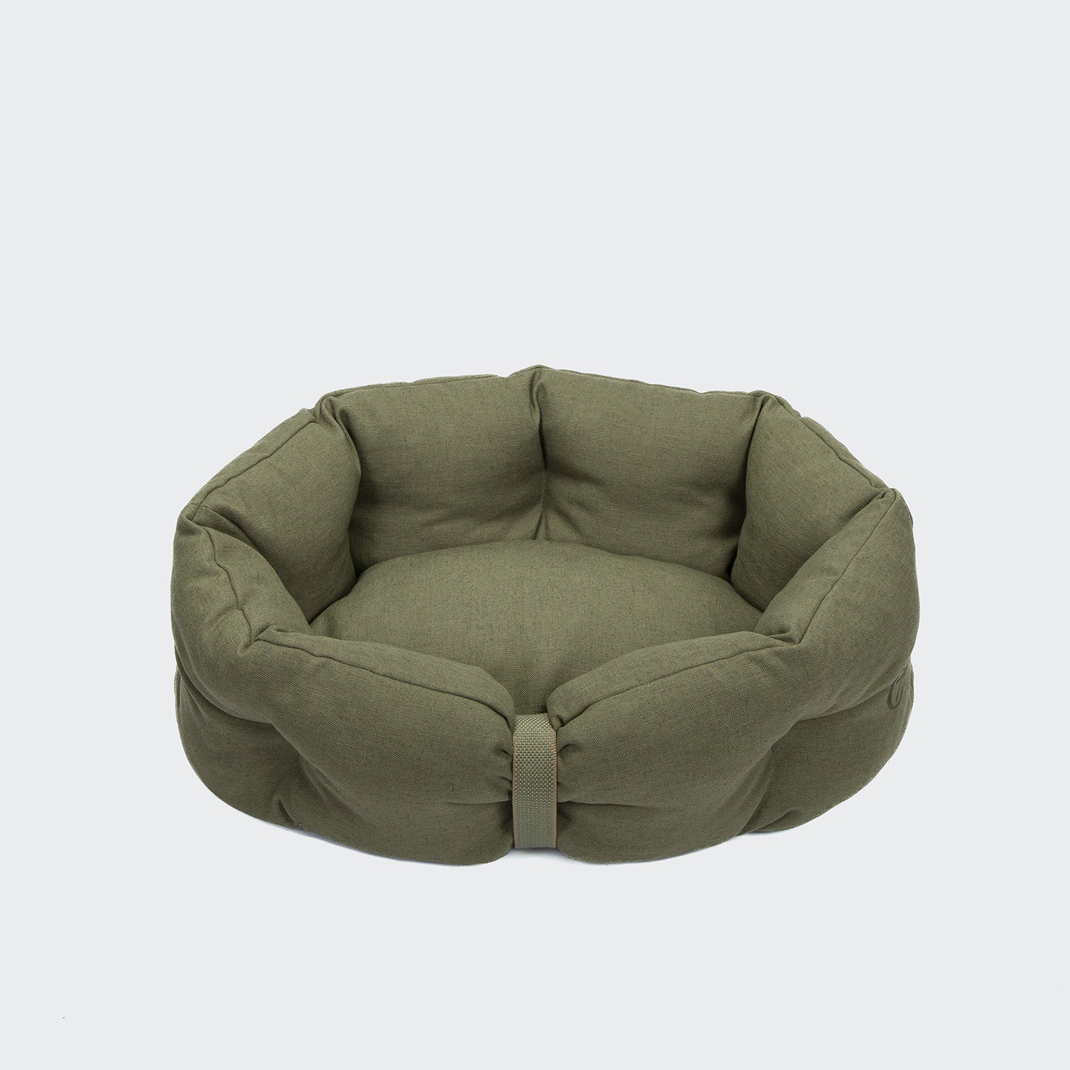 Green pet bed on a white background