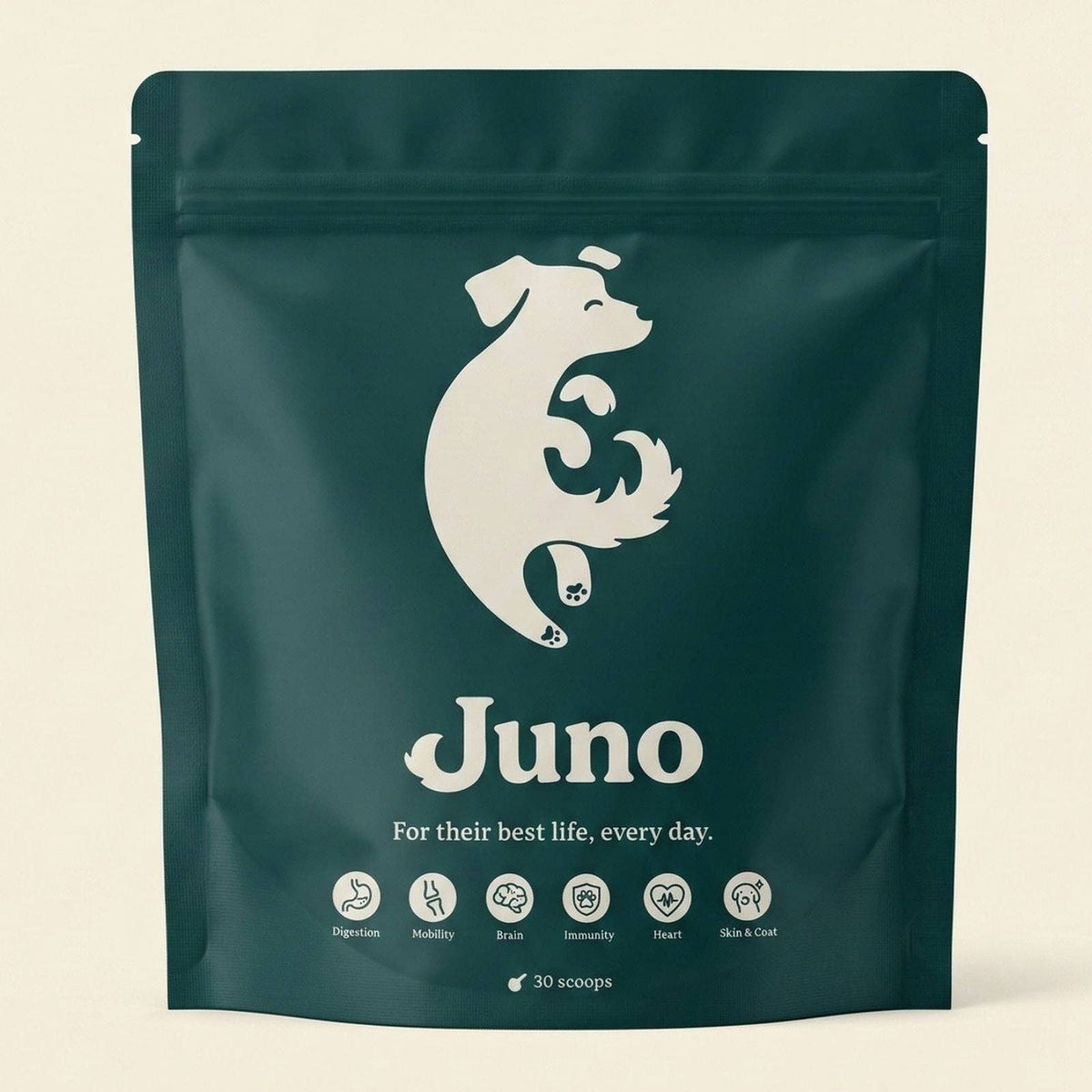 Juno Daily vet-formulated all-in-one powdered supplement for dogs.