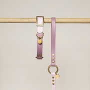 Handmade Kitsunē bi-colour BioThane® dog collar in lavender and lilac.