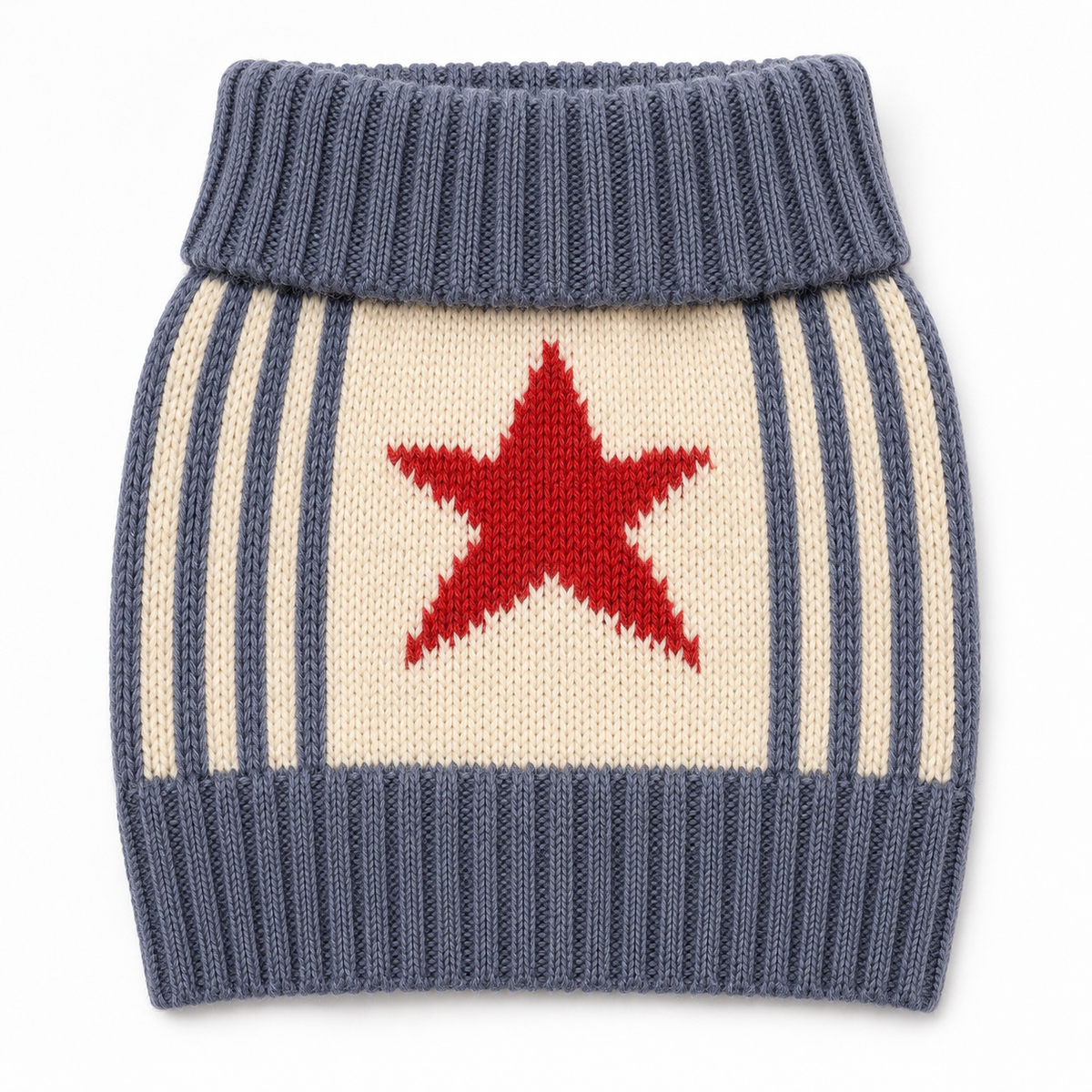 Aristopet knitted dog neck warmer with star design.