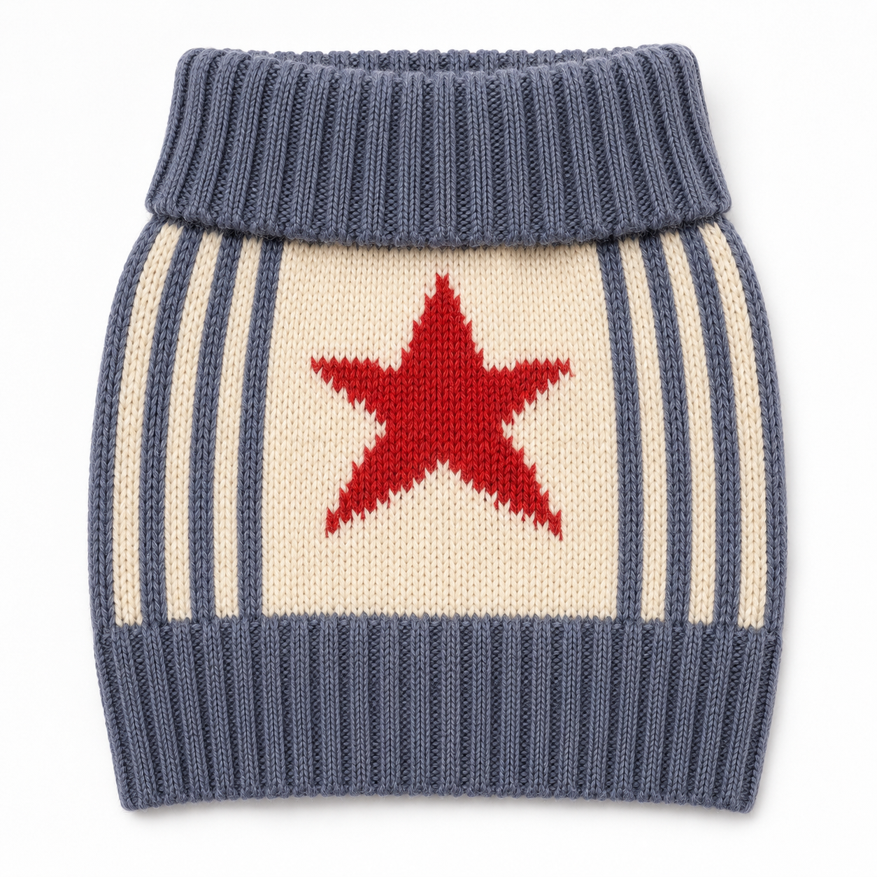 Aristopet knitted dog neck warmer with star design.