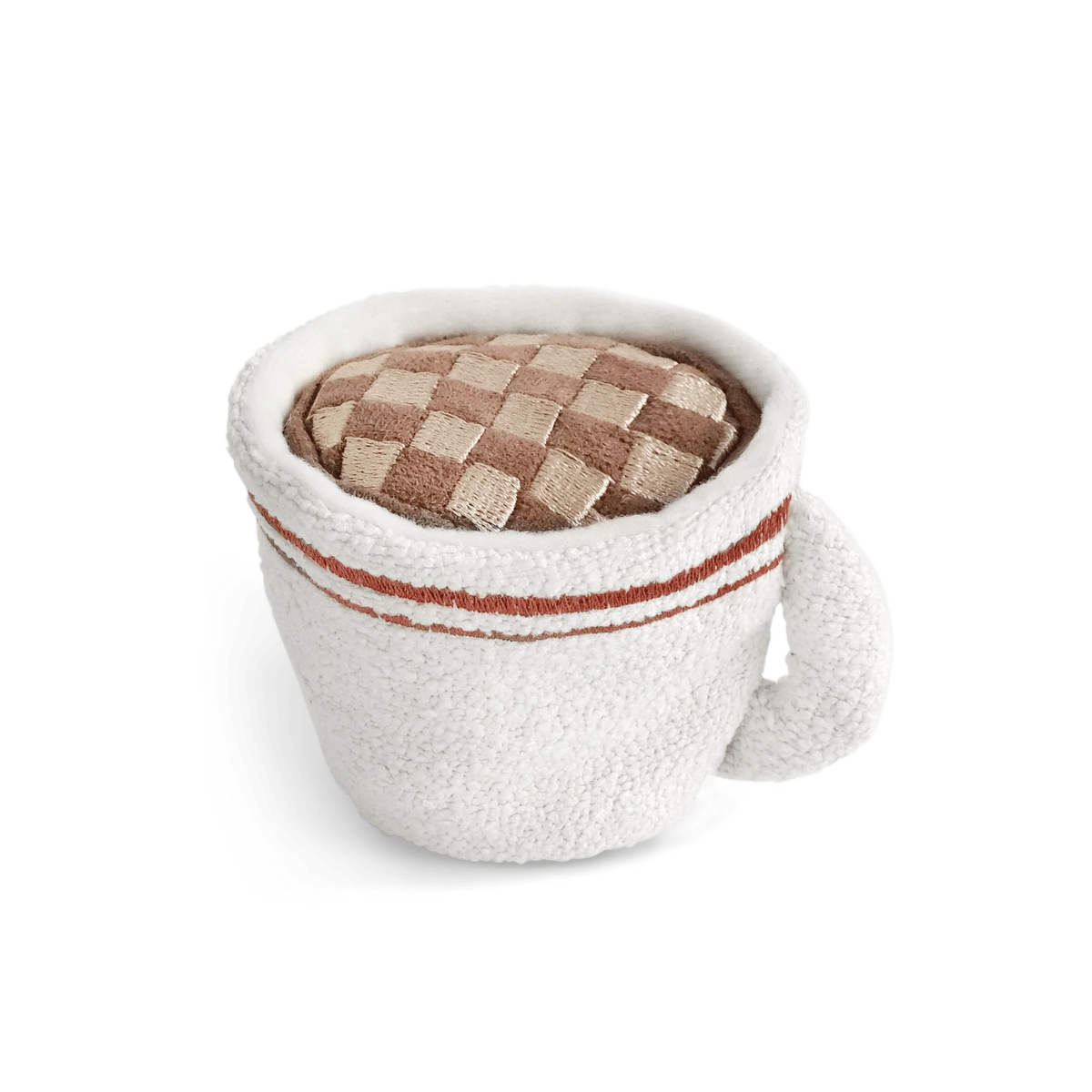 Lambwolf Collective Espresso Pop coffee cup enrichment dog toy with hidden squeaky ball