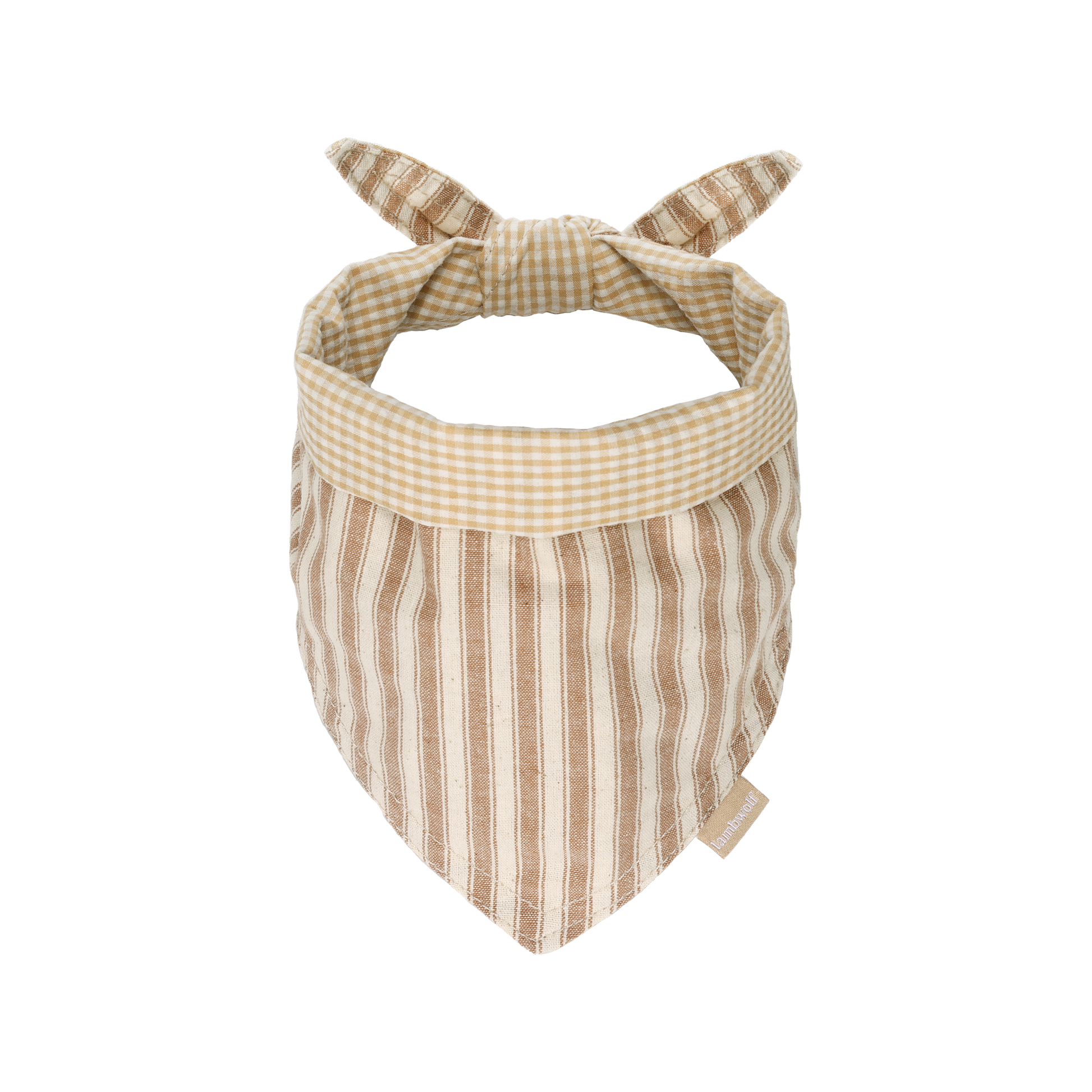Lambwolf Collective Mocha Stripe reversible cotton dog bandana