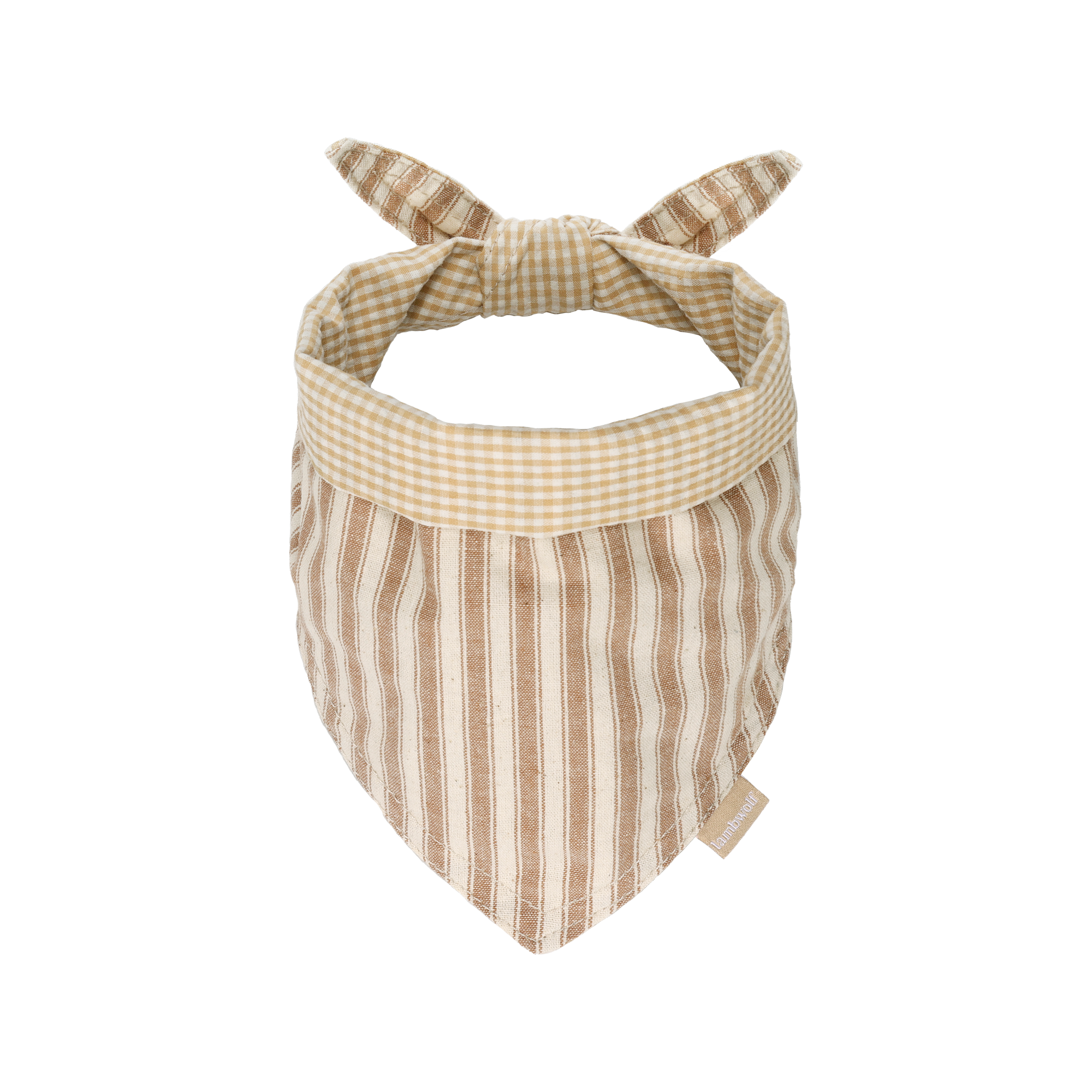 Lambwolf Collective Mocha Stripe reversible cotton dog bandana