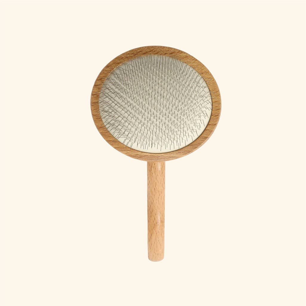 Love My Human premium rounded wooden slicker brush for dogs and cats.